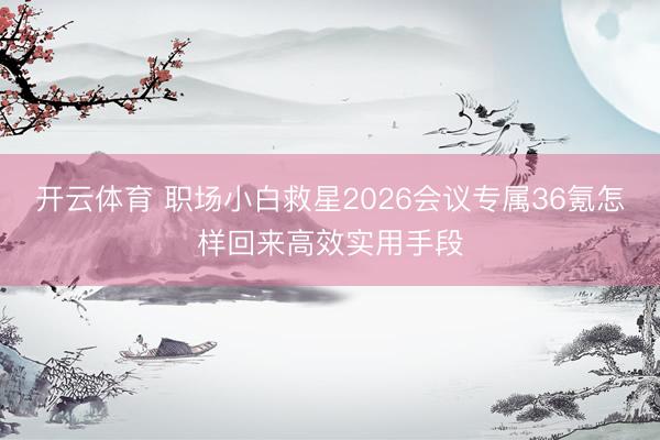 开云体育 职场小白救星2026会议专属36氪怎样回来高效实用手段